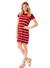 Short Sleeve Stripes | Dress | Garnet + Gold