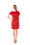 Short Sleeve Stripes | Dress | Maroon + Orange