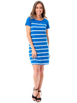 Short Sleeve Stripes | Dress | Blue + White