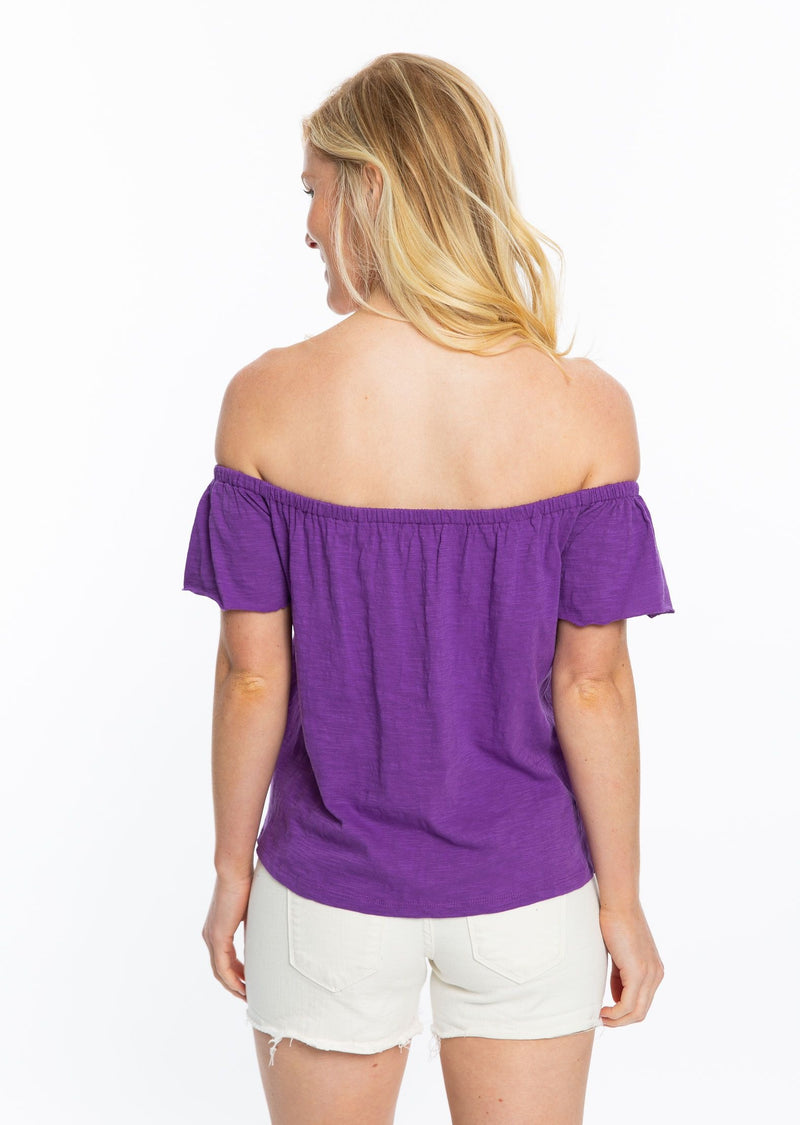 Easy Tiger | Purple Off the Shoulder Top