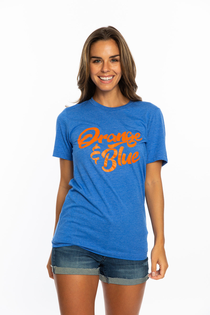 Crew Tee | Orange + Blue