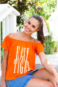 Easy Tiger | Orange Off the Shoulder Top