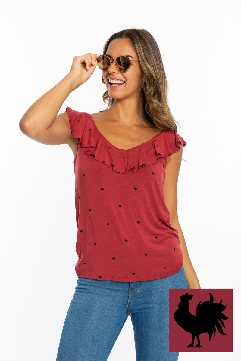 Ruffle V-Neck Top | Rooster