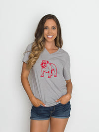 Bulldog | V-Neck | Gray